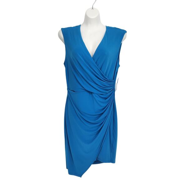 London Times Dresses & Skirts - NWT London Times Royal Blue Ruched Draped Asymmetrical Chic Tunic Dress Women 12